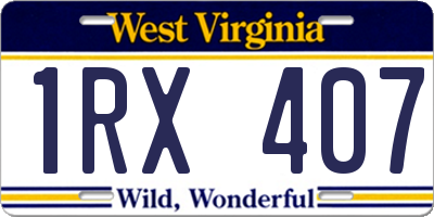 WV license plate 1RX407