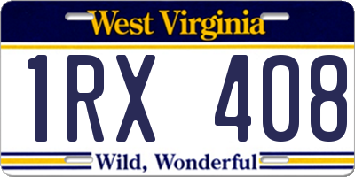 WV license plate 1RX408