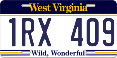 WV license plate 1RX409