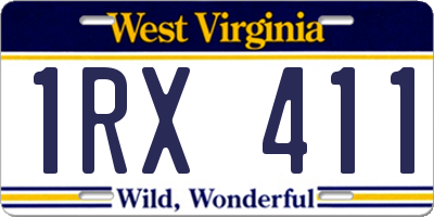 WV license plate 1RX411