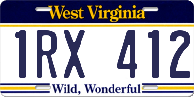 WV license plate 1RX412