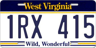 WV license plate 1RX415