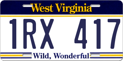WV license plate 1RX417