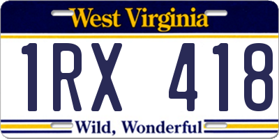 WV license plate 1RX418