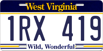 WV license plate 1RX419
