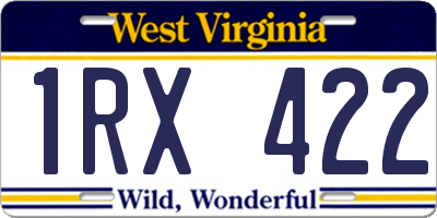WV license plate 1RX422
