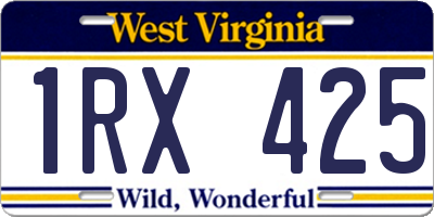 WV license plate 1RX425