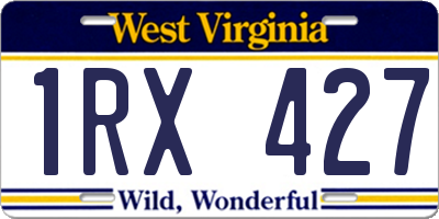 WV license plate 1RX427