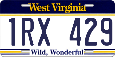 WV license plate 1RX429