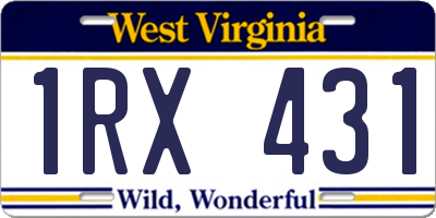 WV license plate 1RX431