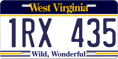 WV license plate 1RX435