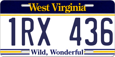 WV license plate 1RX436