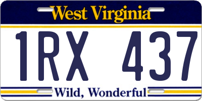 WV license plate 1RX437