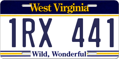 WV license plate 1RX441