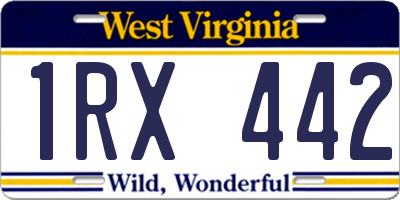 WV license plate 1RX442