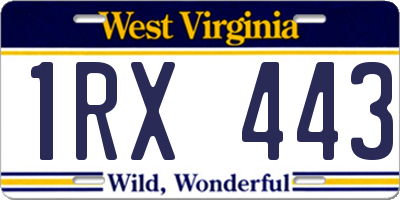WV license plate 1RX443