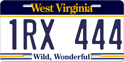 WV license plate 1RX444