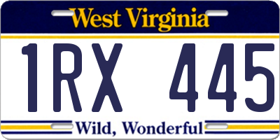WV license plate 1RX445