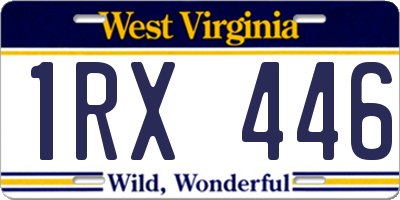WV license plate 1RX446