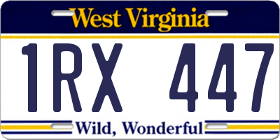 WV license plate 1RX447