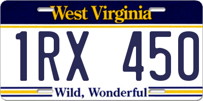 WV license plate 1RX450