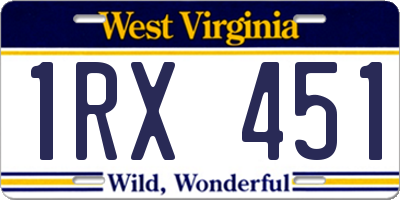 WV license plate 1RX451