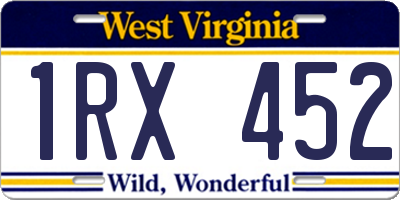 WV license plate 1RX452