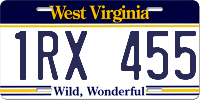 WV license plate 1RX455