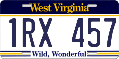 WV license plate 1RX457