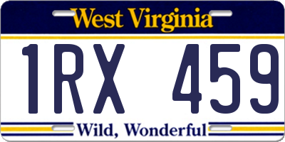 WV license plate 1RX459