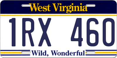 WV license plate 1RX460