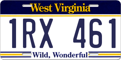 WV license plate 1RX461