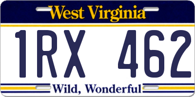 WV license plate 1RX462