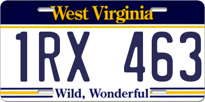 WV license plate 1RX463