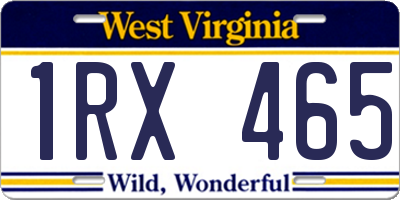 WV license plate 1RX465