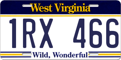 WV license plate 1RX466