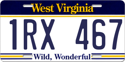 WV license plate 1RX467