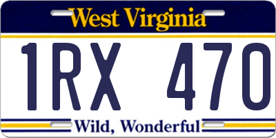 WV license plate 1RX470