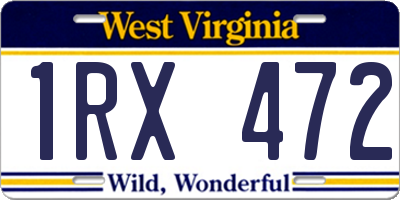 WV license plate 1RX472