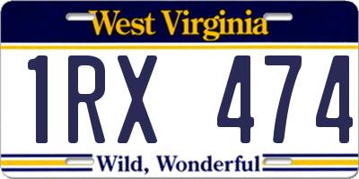 WV license plate 1RX474