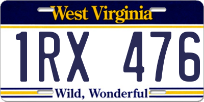 WV license plate 1RX476