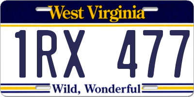 WV license plate 1RX477