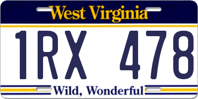 WV license plate 1RX478