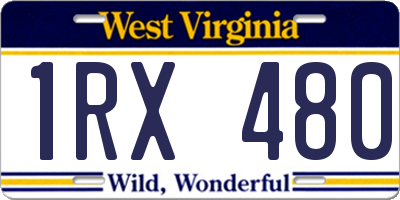 WV license plate 1RX480