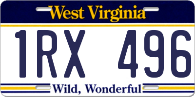 WV license plate 1RX496