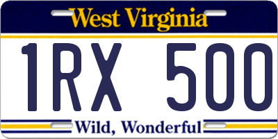 WV license plate 1RX500