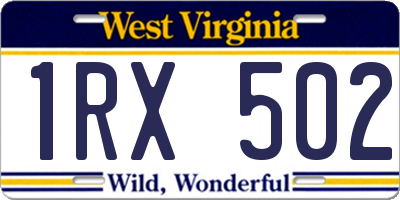 WV license plate 1RX502