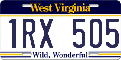 WV license plate 1RX505