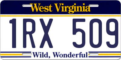 WV license plate 1RX509