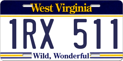 WV license plate 1RX511